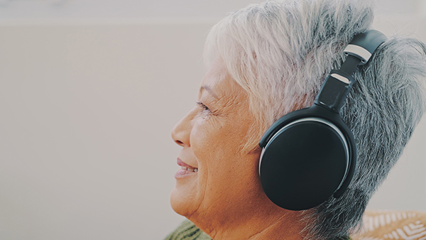 woman wearing headphones